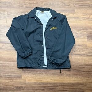 Navy Blue Coach Jacket with Yellow Logo